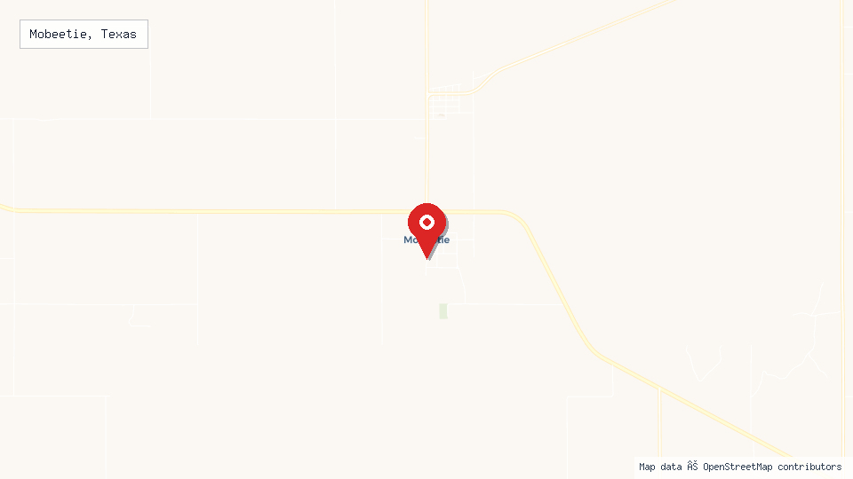 Street map of Mobeetie, Texas with location pin