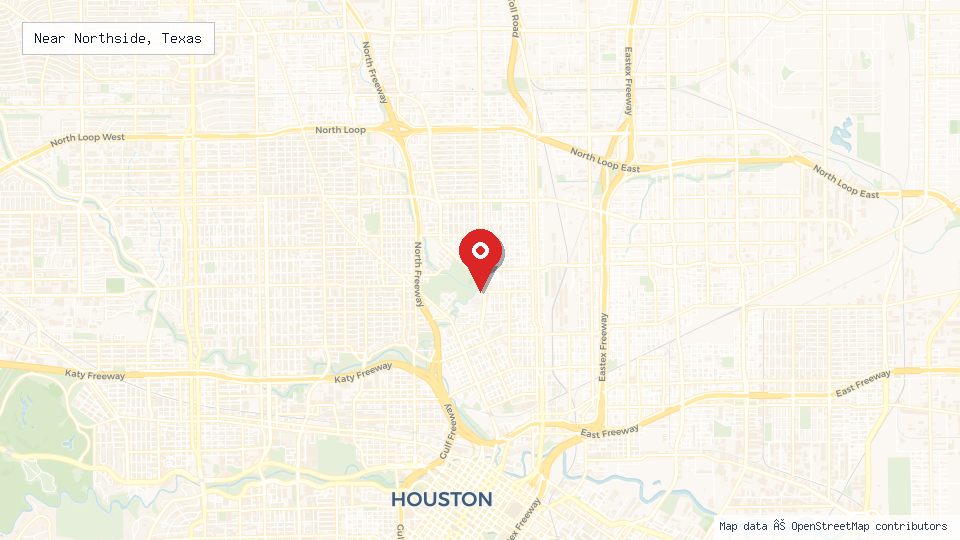 Street map of Near Northside, Texas with location pin