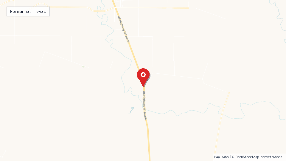 Street map of Normanna, Texas with location pin