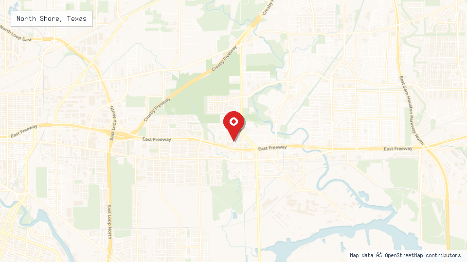 Street map of North Shore, Texas with location pin