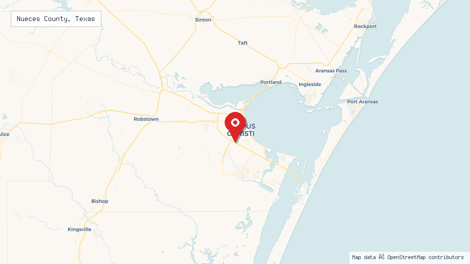 Street map of Nueces County, Texas with location pin