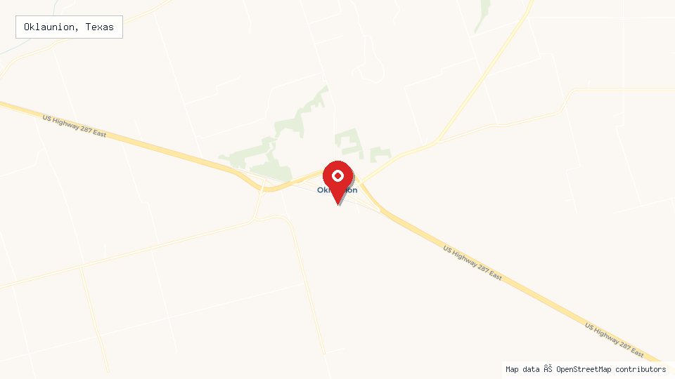 Street map of Oklaunion, Texas with location pin