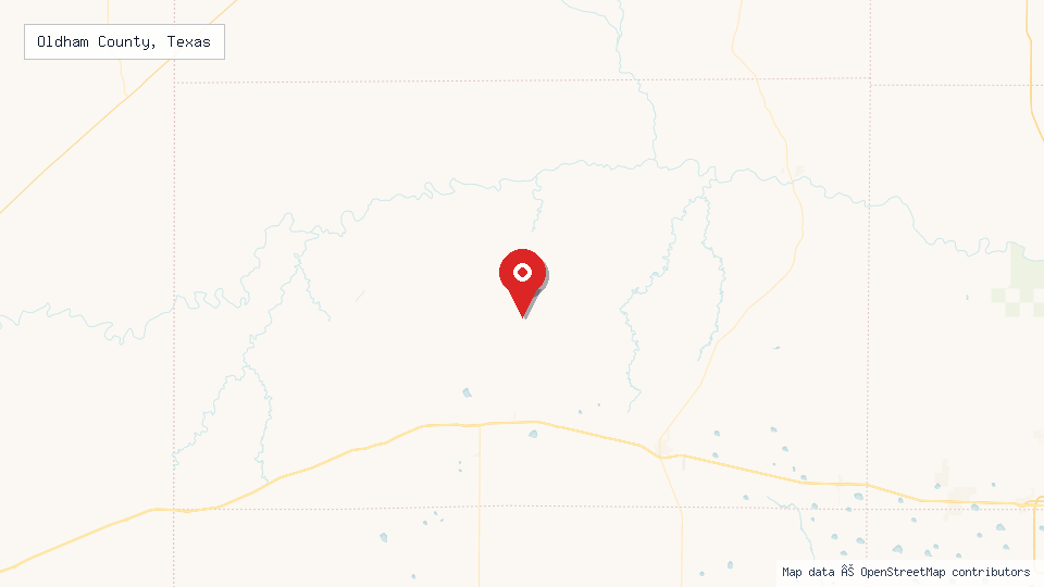 Street map of Oldham County, Texas with location pin