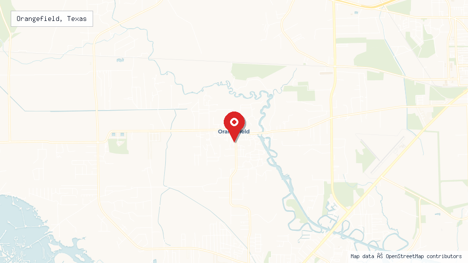 Street map of Orangefield, Texas with location pin