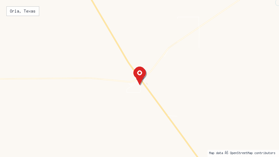 Street map of Orla, Texas with location pin