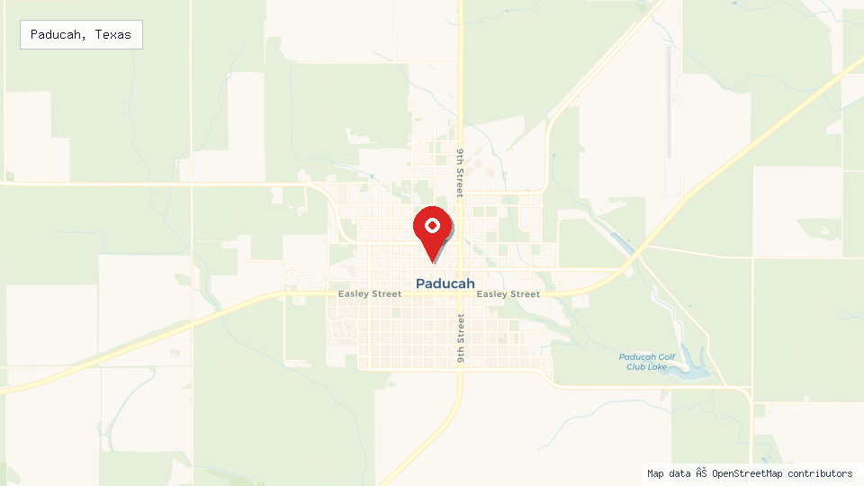 Street map of Paducah, Texas with location pin