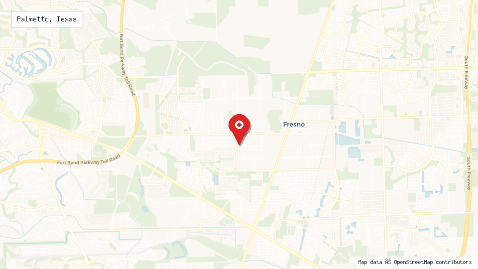 Street map of Palmetto, Texas with location pin