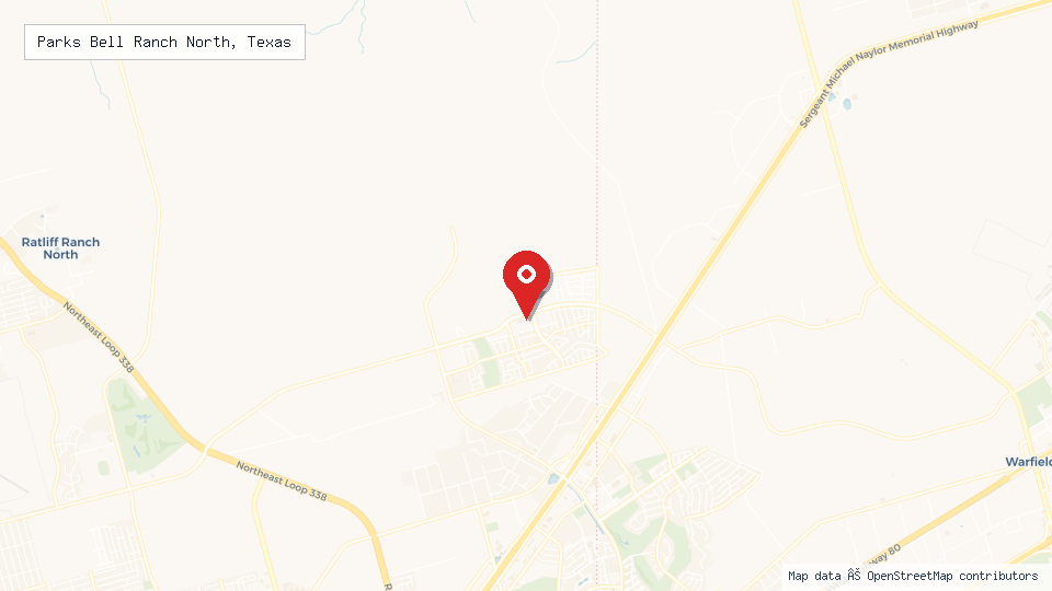 Street map of Parks Bell Ranch North, Texas with location pin