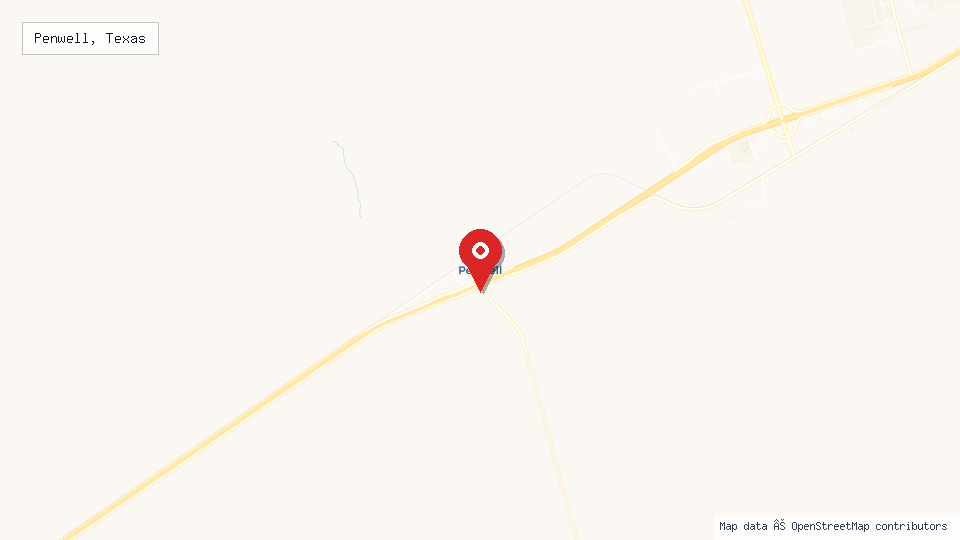 Street map of Penwell, Texas with location pin