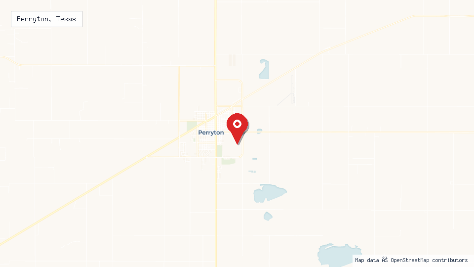 Street map of Perryton, Texas with location pin