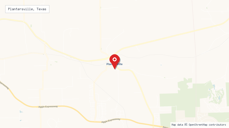 Street map of Plantersville, Texas with location pin