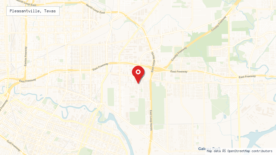 Street map of Pleasantville, Texas with location pin