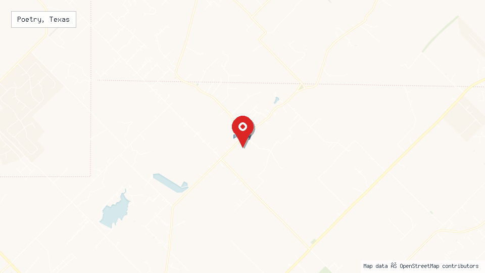 Street map of Poetry, Texas with location pin
