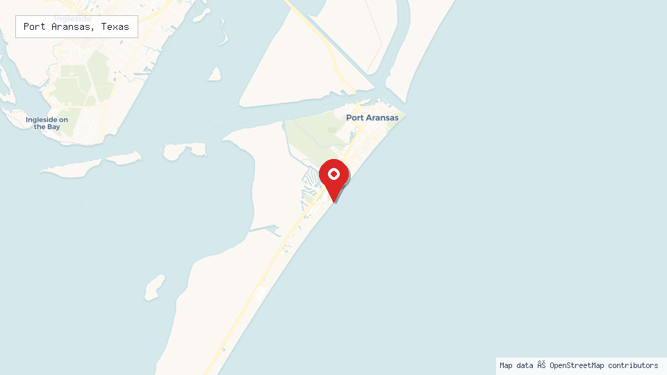 Street map of Port Aransas, Texas with location pin
