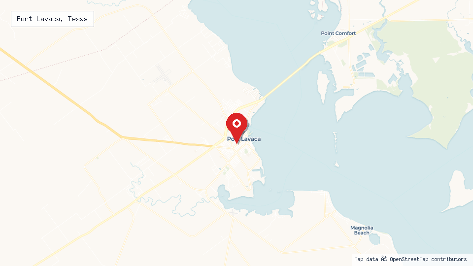 Street map of Port Lavaca, Texas with location pin