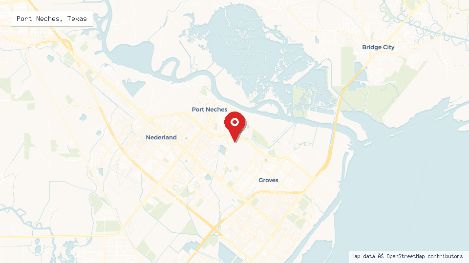 Street map of Port Neches, Texas with location pin