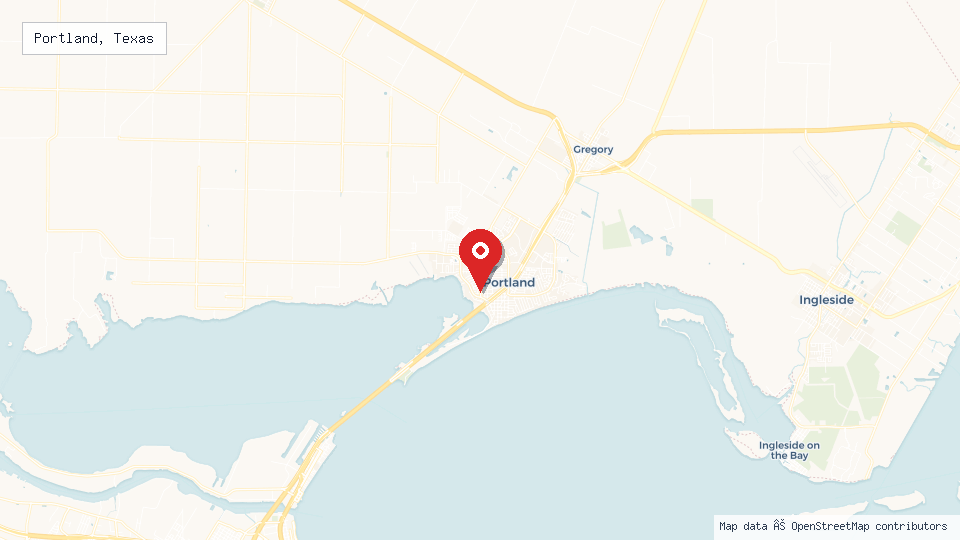 Street map of Portland, Texas with location pin