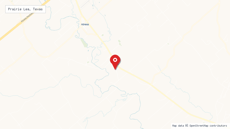 Street map of Prairie Lea, Texas with location pin