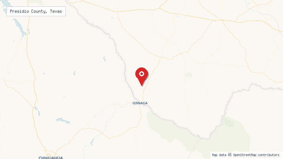 Street map of Presidio County, Texas with location pin