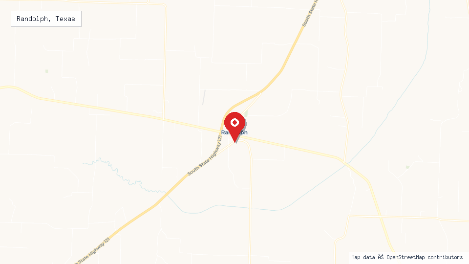 Street map of Randolph, Texas with location pin