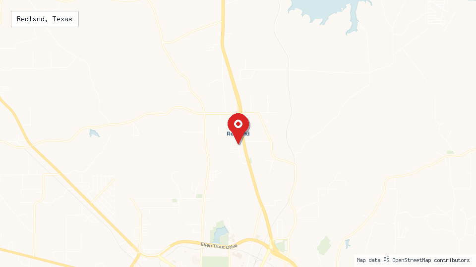 Street map of Redland, Texas with location pin