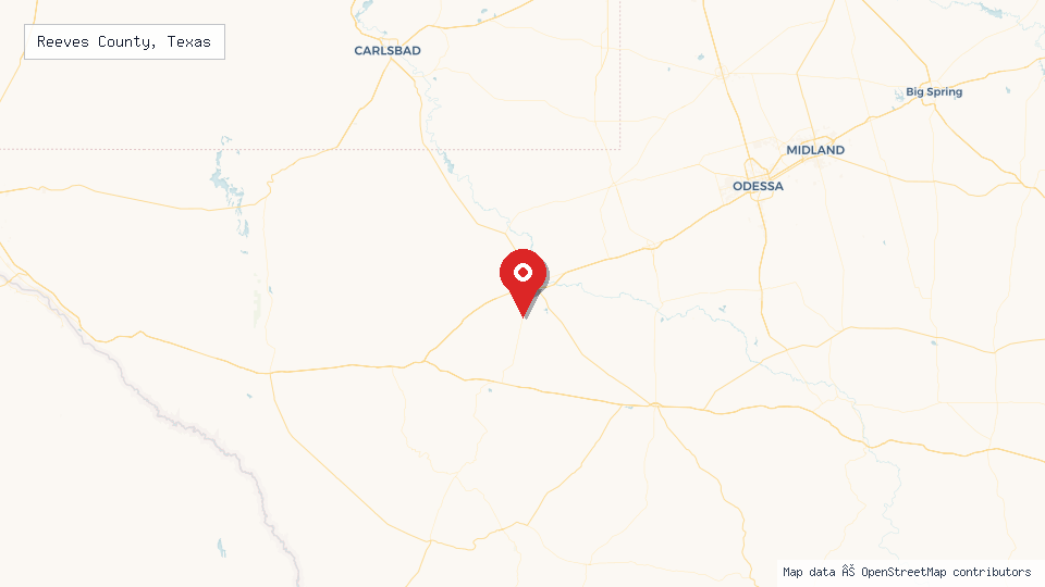 Street map of Reeves County, Texas with location pin