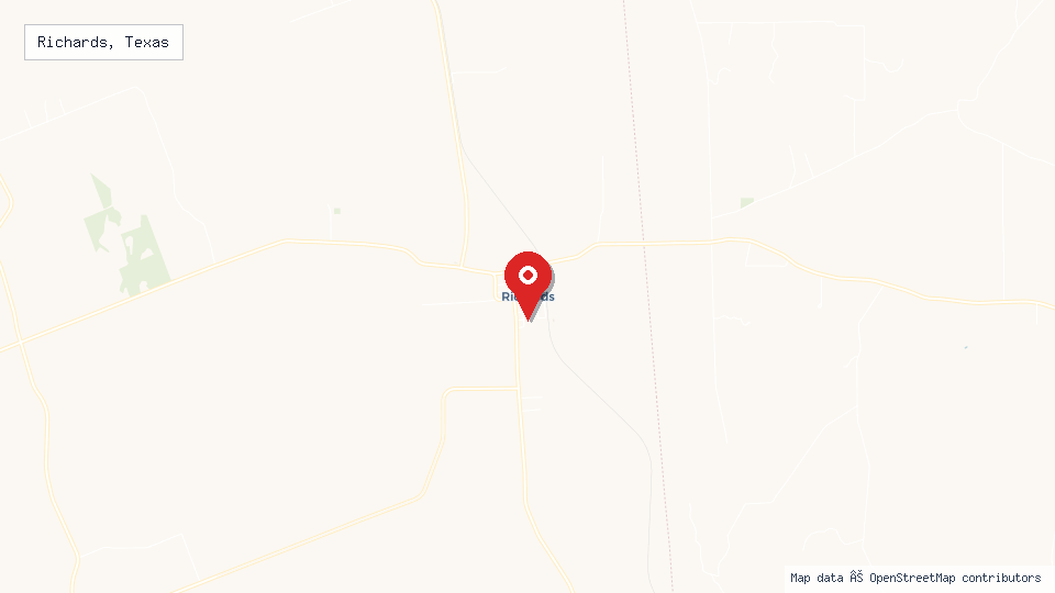 Street map of Richards, Texas with location pin