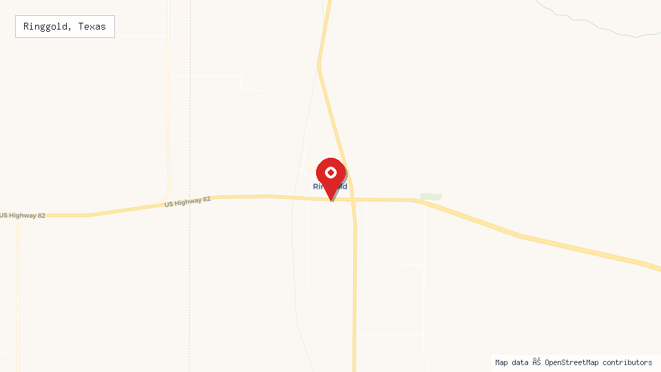 Street map of Ringgold, Texas with location pin