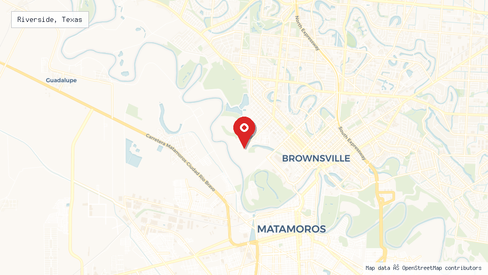 Street map of Riverside, Texas with location pin
