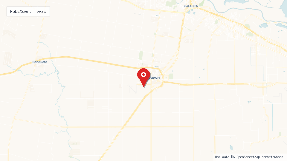 Street map of Robstown, Texas with location pin