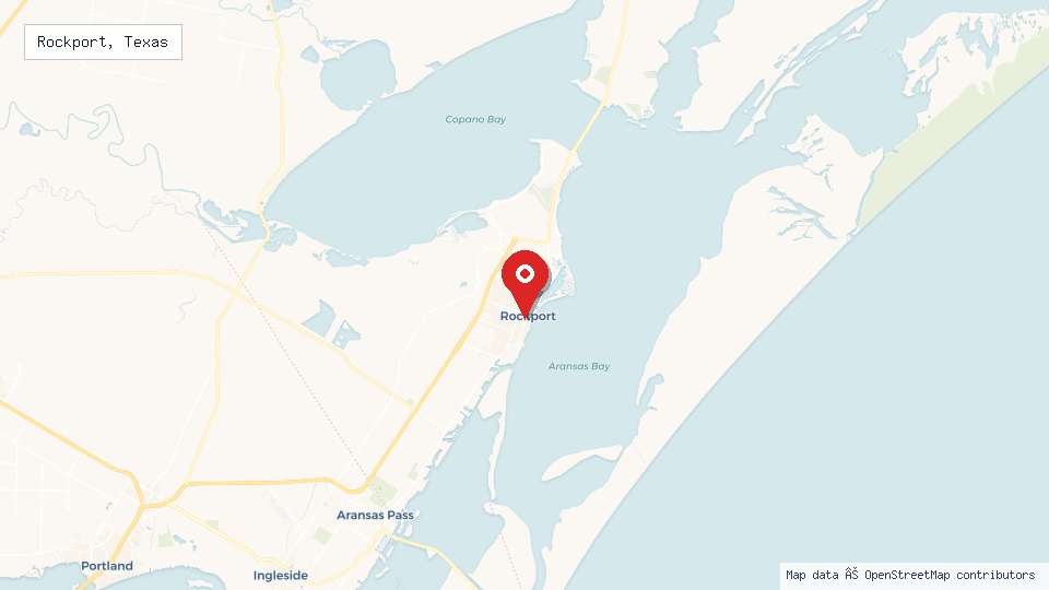 Street map of Rockport, Texas with location pin