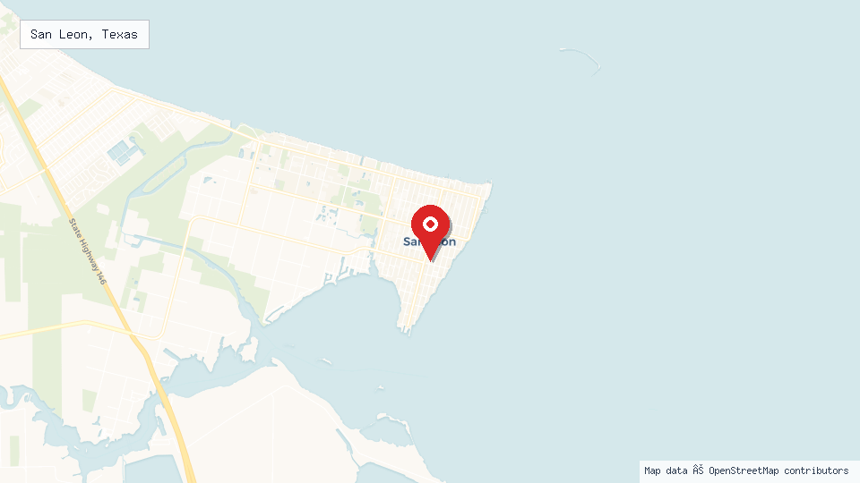 Street map of San Leon, Texas with location pin