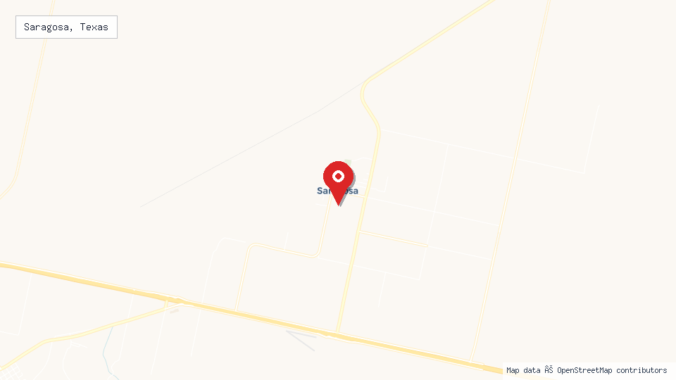 Street map of Saragosa, Texas with location pin
