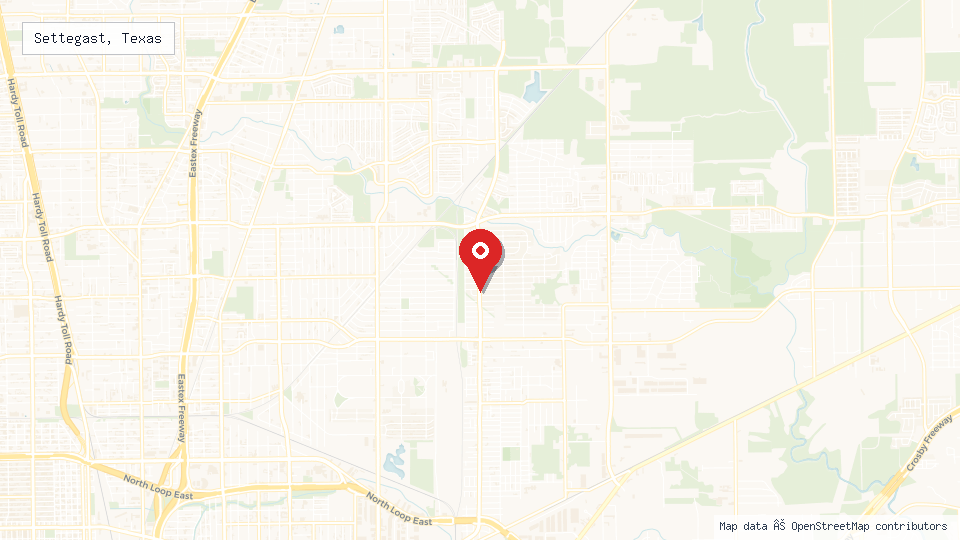 Street map of Settegast, Texas with location pin