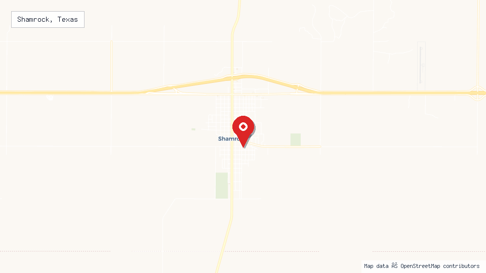 Street map of Shamrock, Texas with location pin