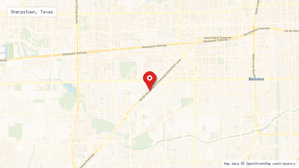 Street map of Sharpstown, Texas with location pin
