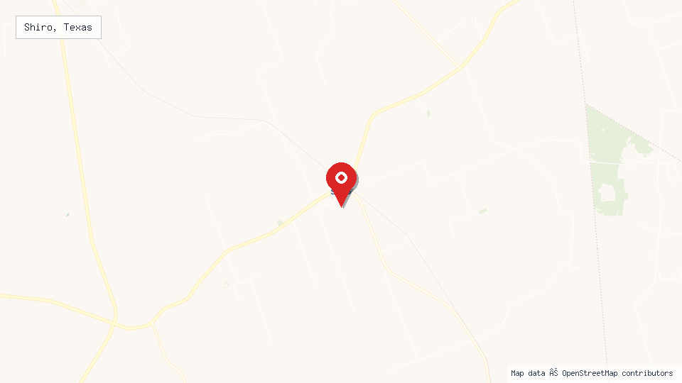 Street map of Shiro, Texas with location pin