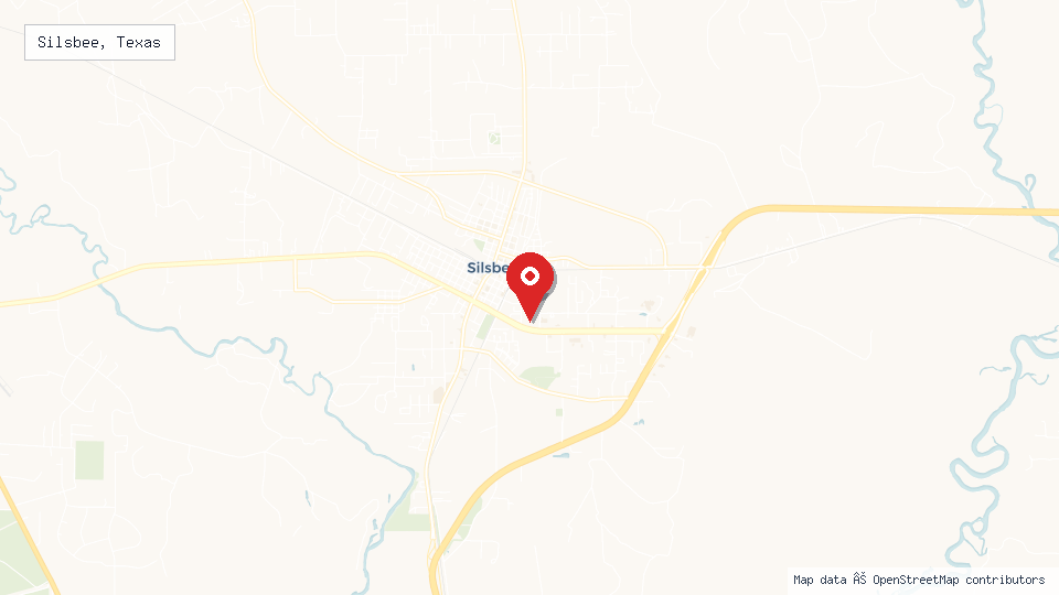 Street map of Silsbee, Texas with location pin