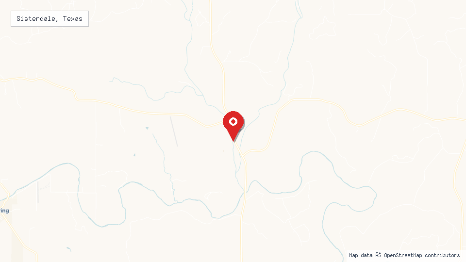 Street map of Sisterdale, Texas with location pin