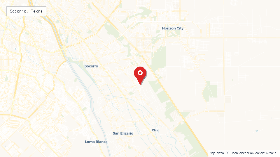 Street map of Socorro, Texas with location pin