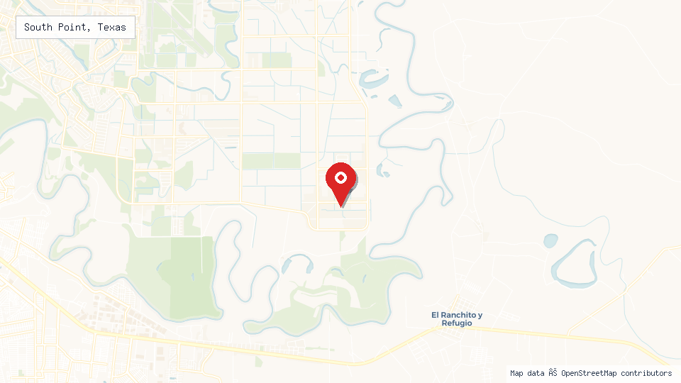 Street map of South Point, Texas with location pin