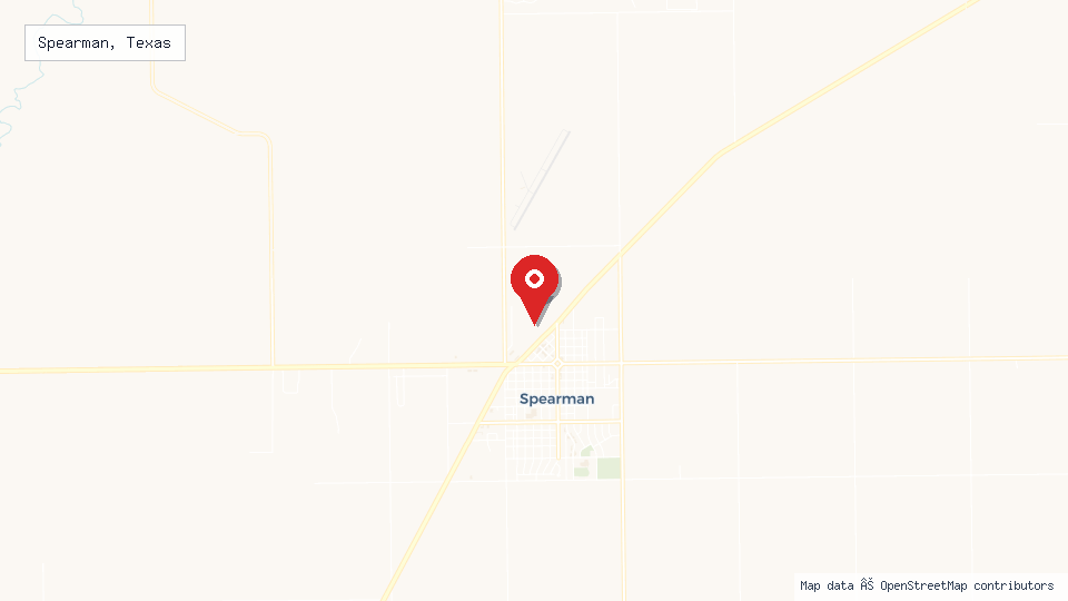 Street map of Spearman, Texas with location pin