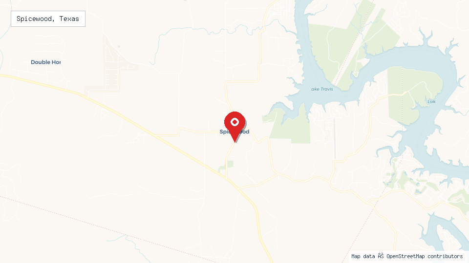 Street map of Spicewood, Texas with location pin