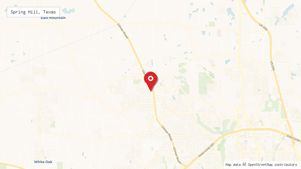 Street map of Spring Hill, Texas with location pin