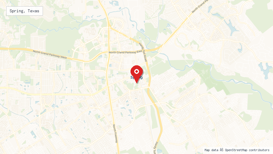 Street map of Spring, Texas with location pin