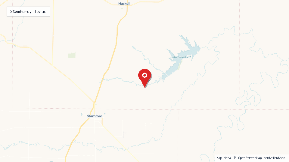 Street map of Stamford, Texas with location pin
