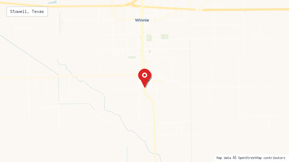 Street map of Stowell, Texas with location pin