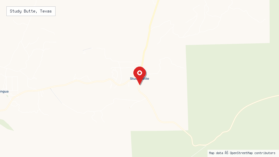 Street map of Study Butte, Texas with location pin