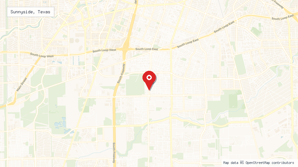 Street map of Sunnyside, Texas with location pin