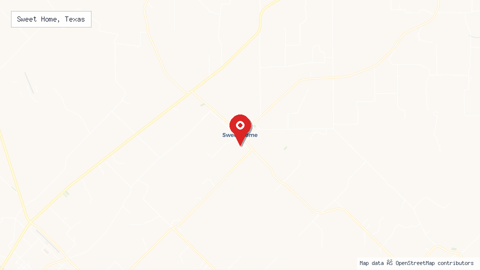 Street map of Sweet Home, Texas with location pin
